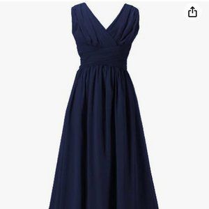 Black Chiffon V-neck Long Dress. Size 18 Girls. By Happy Rose.